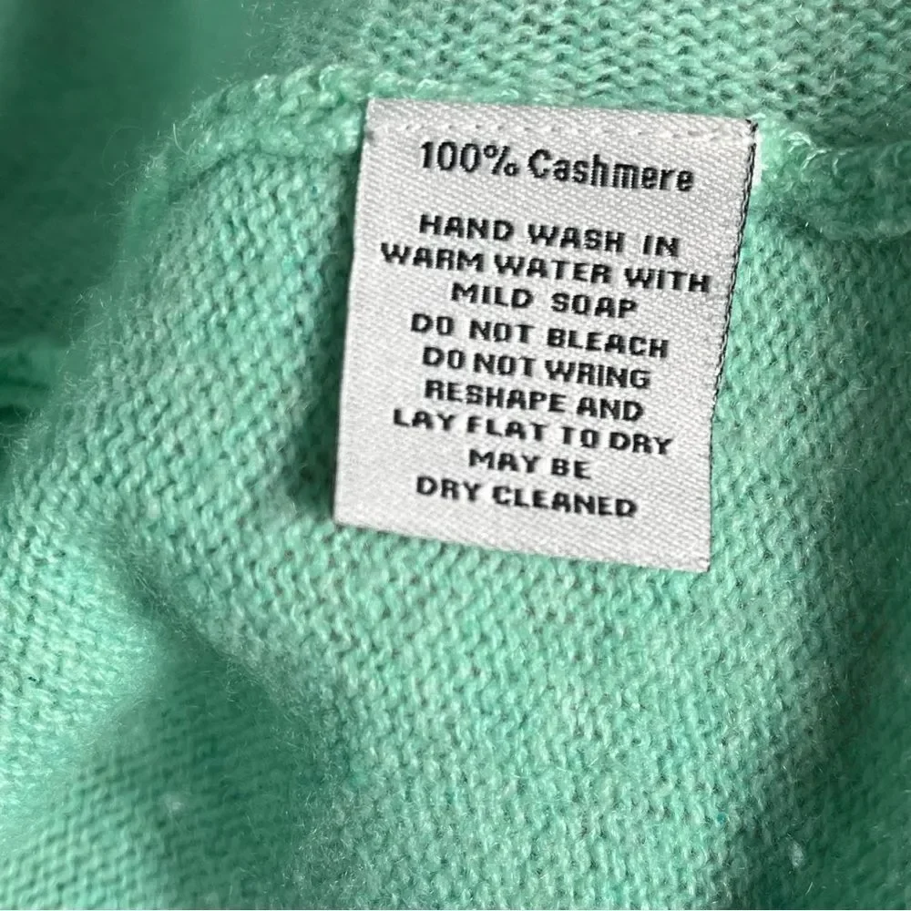 Claudia Nichole Green Cashmere Sweater Open Front Draped Mint Relaxed Waterfall